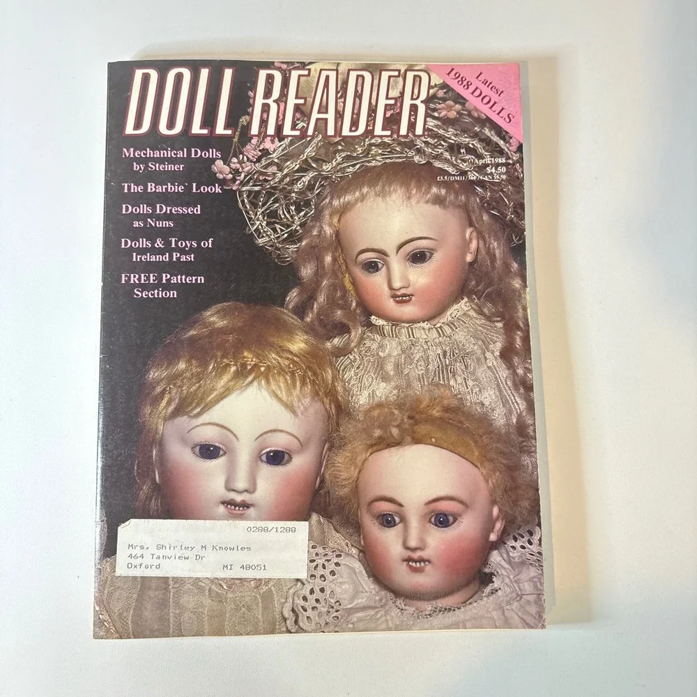 Vintage Doll Reader Magazine April 1988 Barbie Steiner Mechanical Dolls Patterns